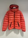 Shop Moncler Long Sleeve Hooded Cotton Coat In Red