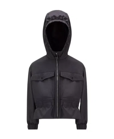Moncler Long-sleeve Hooded Jacket In Black