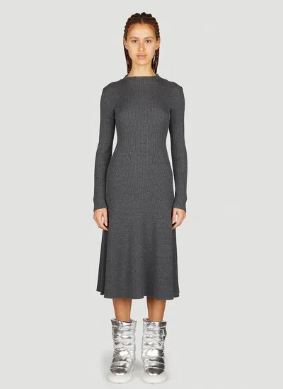 Moncler Long Sleeve Knit Dress In Gray