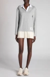 Moncler Long Sleeve Mixed Media Polo Dress In Gray