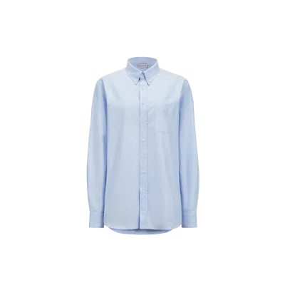 MONCLER LONG SLEEVE OXFORD COTTON SHIRT, WOMEN, BLUE, SIZE: 44