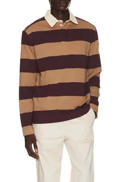 Moncler Long Sleeve Polo In Chicory Coffee