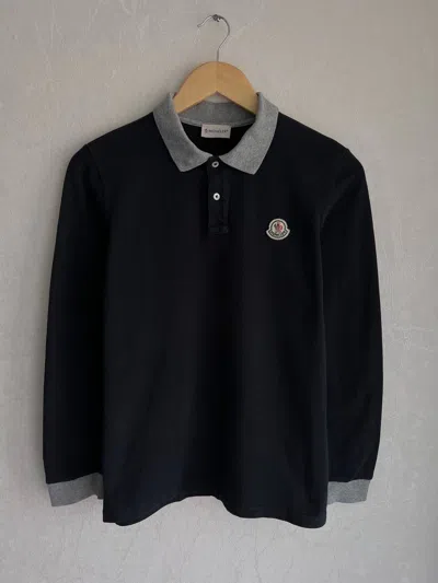 Pre-owned Moncler Long Sleeve Polo Manica T Shirt Logo On Collar In Black
