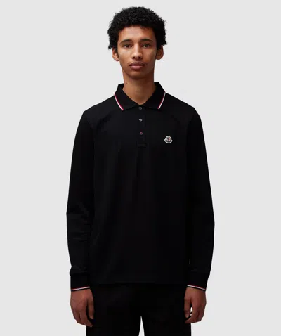Moncler Long Sleeve Polo Shirt In Black