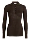 Moncler Long Sleeve Polo Shirt In Brown