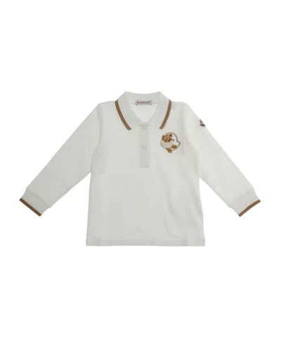 Moncler Long Sleeve Polo Shirt In White