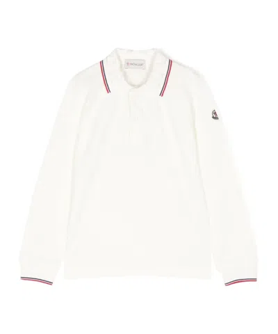 Moncler Long Sleeve Polo Shirt In White
