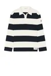 Moncler Long Sleeve Striped Rugby Shirt In White