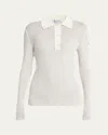 Moncler Long-sleeve Ribbed Polo Shirt In White
