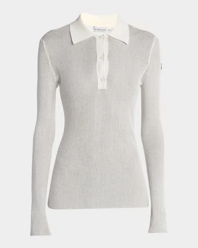 MONCLER LONG-SLEEVE RIBBED POLO SHIRT