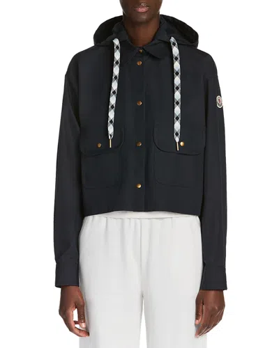 Moncler Hooded Shirt Jacket In Black