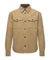Moncler Brushed Jersey Snap-front Overshirt In Brown