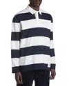 Moncler Long Sleeve Striped Rugby Shirt In Blue Sand