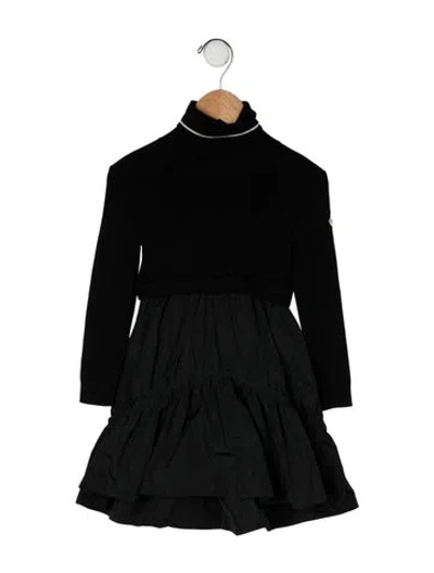 Pre-owned Moncler Babies' Long Sleeve Turtleneck Dress In Black