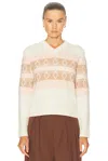 Moncler Rhombus Pattern Wool V-neck Sweater In White