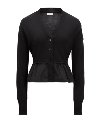 Moncler Cotton, Cashmere  Silk Cardigan In Black