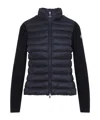 Moncler Black Wool Blend Tricot Jacket In Blue