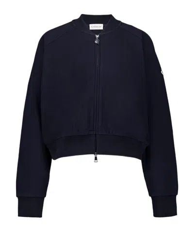 Moncler Cotton Bomber Jacket In Navy
