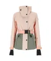 Moncler Hainets Belted Hooded Padded Color-block Ski Jacket In Nude
