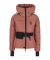 Moncler Bouquetin Belted Nylon Down Jacket In Brown