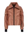 Moncler Puffer Design High Collar Down Jacket In Brown