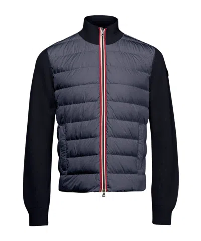 Moncler Padded Cotton Zip-up Cardigan In Night Sky
