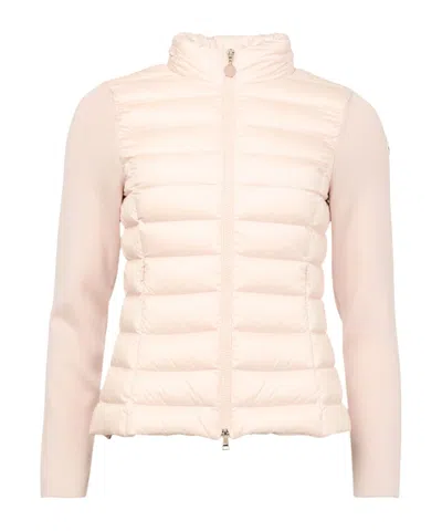 Moncler Down-paneled Faux Fur And Wool Cardigan In Pink