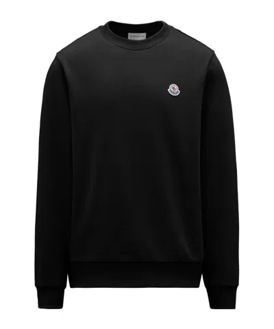 Moncler Long-sleeved Cotton Sweater In Black