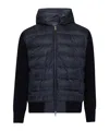Moncler Long-sleeved Knitted Jacket In Blue