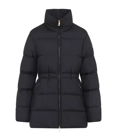 Moncler Quilted Jacket With High Collar And Pockets In Black