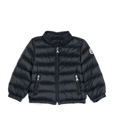 Moncler Long-sleeved Down Jacket In Blue