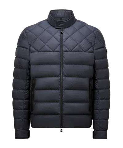 Moncler Long-sleeved Down Jacket In Blue