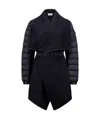 Moncler Cape En Feutre De Laine Matelassé In Blue