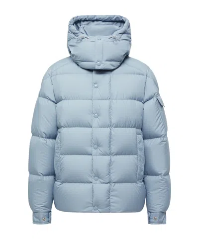 Moncler Long-sleeved Down Jacket In Blue