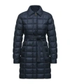 Moncler Gresillon Quilted Belted Coat In Blue