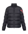 Moncler Navy Blue Solayan Short Down Jacket In Blue