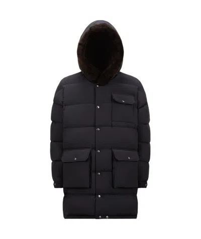 Moncler Long-sleeved Down Jacket In Blue