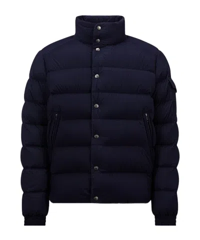 Moncler Long-sleeved Down Jacket In Blue