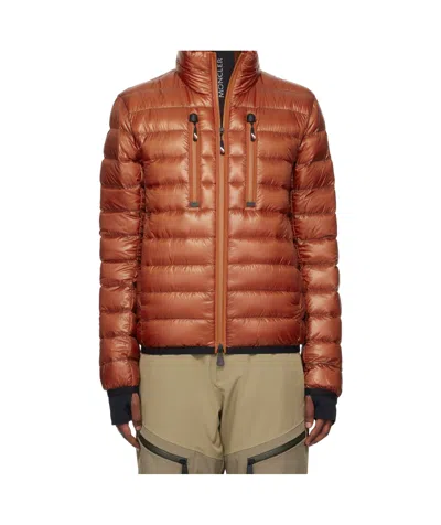 Moncler Long-sleeved Down Jacket In Brown