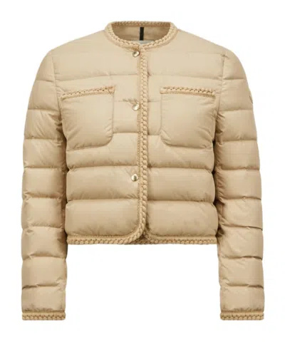 MONCLER MONCLER GENCAY BRAIDED TRIM SHORT DOWN JACKET