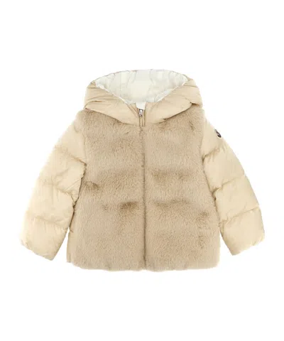 Moncler Long-sleeved Down Jacket In Nude