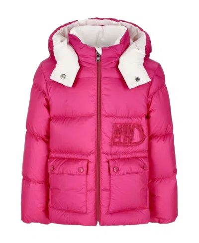 Moncler Long-sleeved Down Jacket In Pink