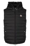 Moncler Sleeveless Hooded Padded Down Jacket With Side Pockets In Black