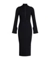 Moncler Half-zip Knit Crepe Midi Dress In Black