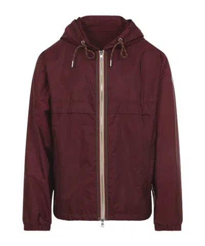 Moncler Hooded Jacket With Adjustable Hood For Men In Burgundy