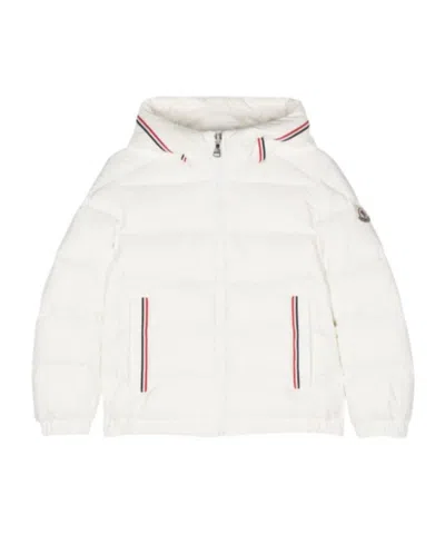 Moncler Long-sleeved Hooded Cotton Coat In White