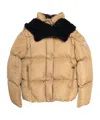 Moncler Piumino Corto Castelnou Con Cappuccio In Pile E Trapuntatura A Quadri In Brown