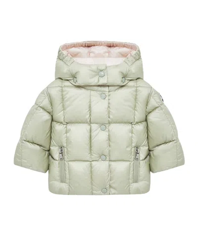 Moncler Long-sleeved Hooded Down Jacket In Neutral