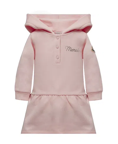 Moncler Long-sleeved Hooded Dress In Pink