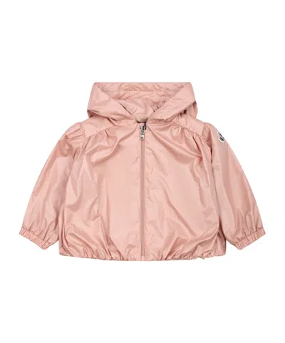 Moncler Long-sleeved Hooded Jacket In Pink